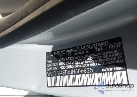 2018 Mercedes-Benz Cla 250 from USA, damaged, VIN WDDSJ4EB6JN606825